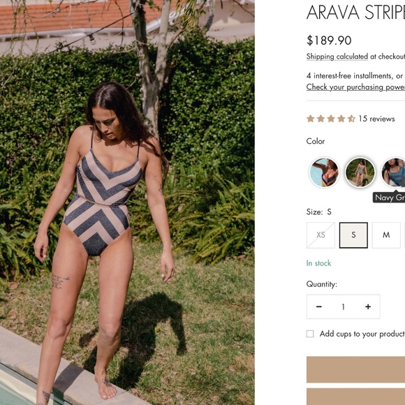 Biliblond Arava Stripes Black and Nude, M,  NWT - Picture 2 of 7